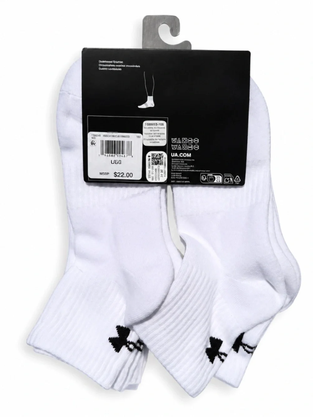Under Armour Men's Training Cotton Quarter Socks 6-Pack White Size 8.5-13 NWT UA